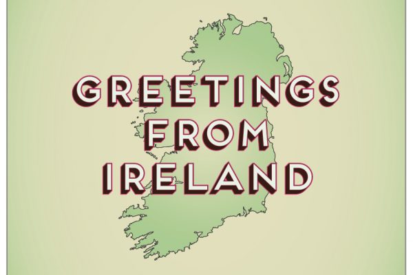 The cover of the Greetings From Ireland postcard set.