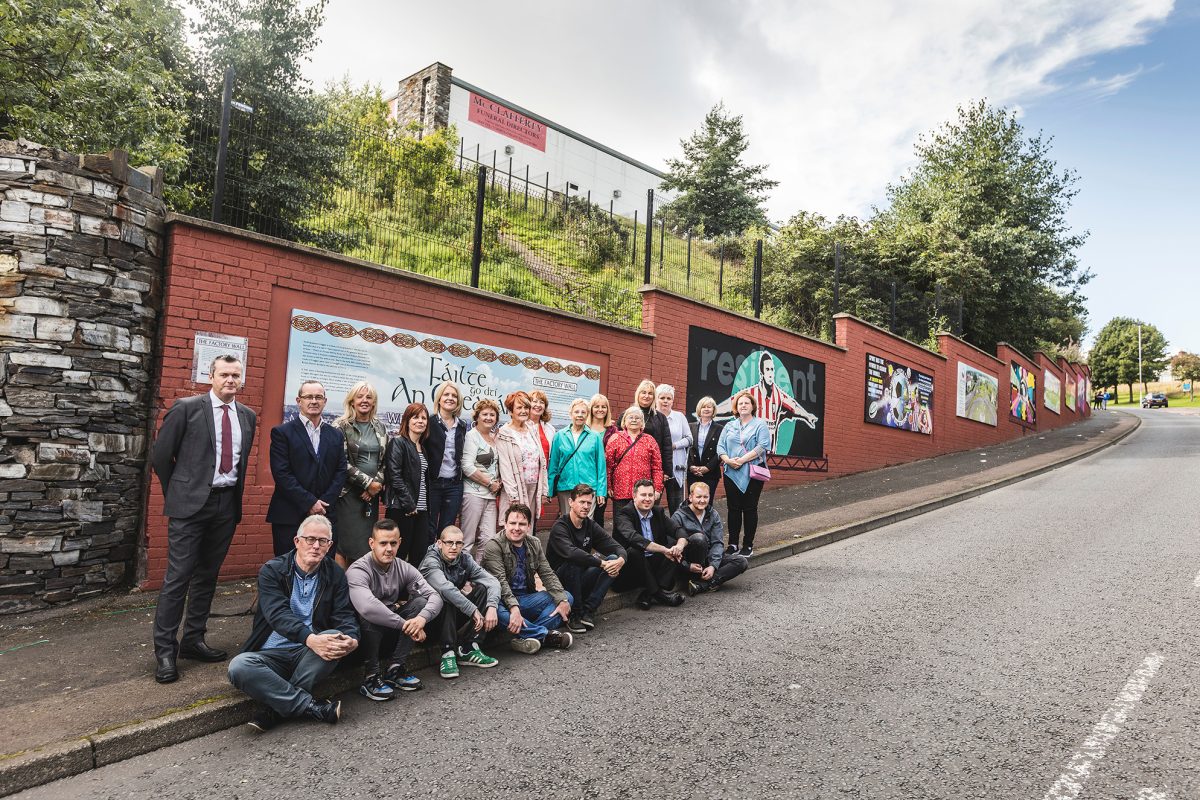 Artists and funders pictured at the launch of the Eastway Wall Art Project (EWAP), 2013.
